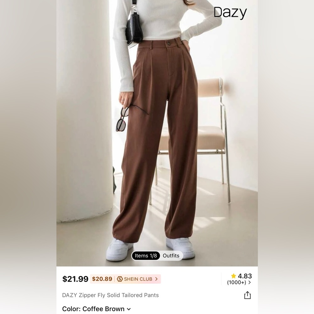 DAZY Zipper Fly Solid Tailored Pants